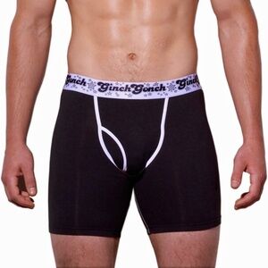 GINCH Gonch Statement Graphic Underwear Long Line Boxer Brief Black Magic NIP
